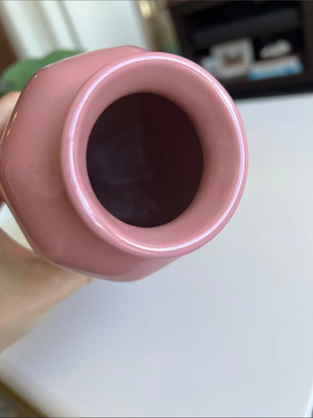 Vintage Tall Ceramic Vase Pink Mauve - Picture 5 of 11